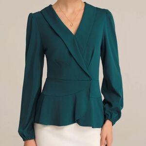 Grace Karin Teal V-Neck Blouse